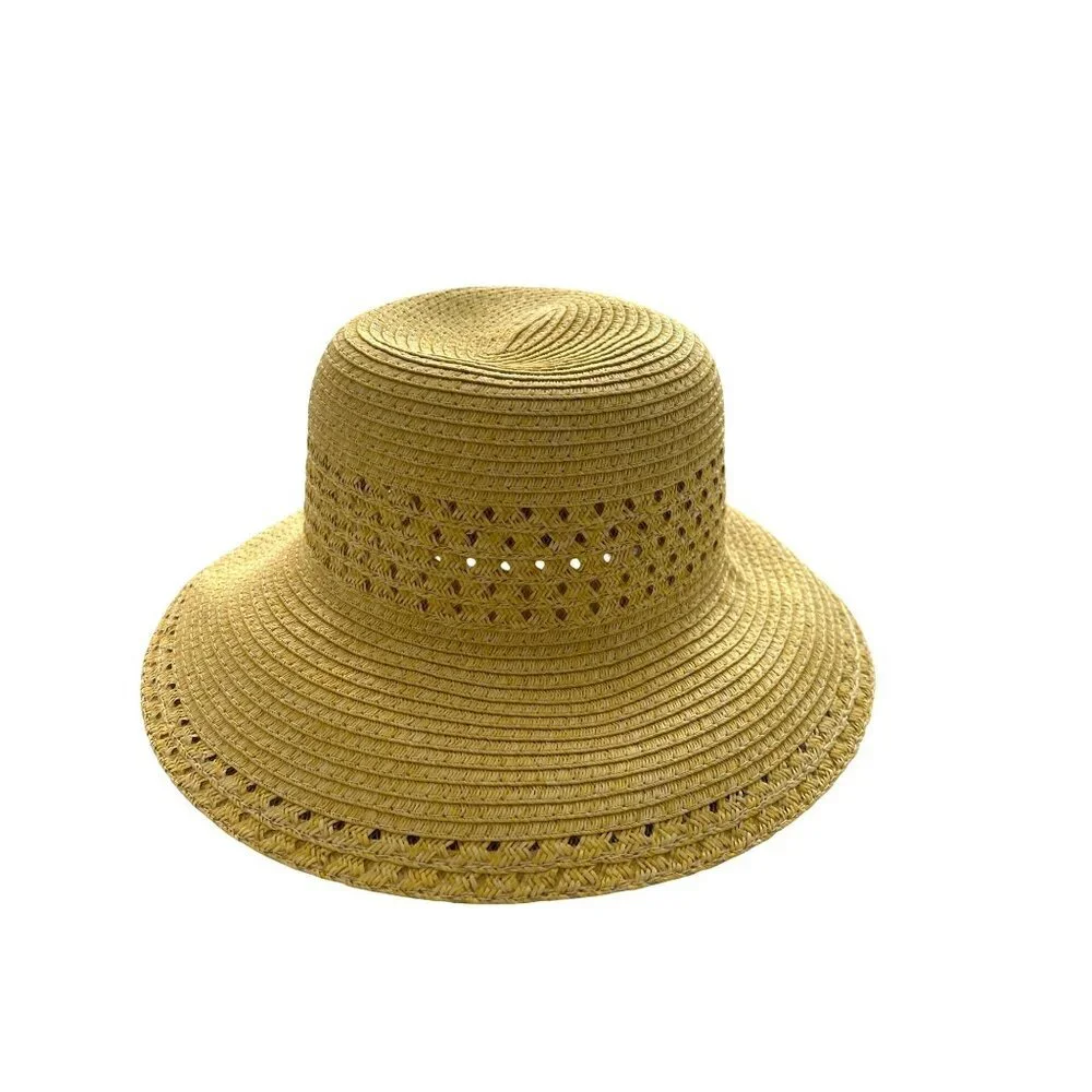 NWT Giani Bernini Natural Adjustable Fit Band Straw Hat One Size